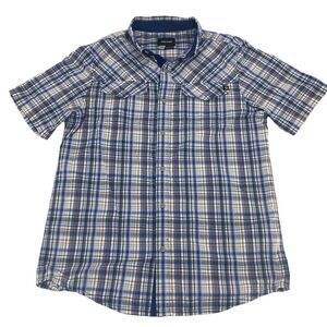 Marmot Mens Button Down Shirt Multicolor Plaid Short Sleeve Flap Pockets M